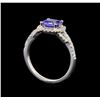 Image 4 : 14KT White Gold 1.34 ctw Tanzanite and Diamond Ring