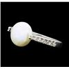 Image 1 : 0.25 ctw Diamond and Pearl Ring - 14KT White Gold