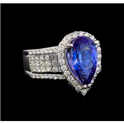 18KT White Gold 3.66 ctw Tanzanite and Diamond Ring