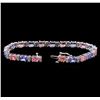 Image 3 : 14KT White Gold 6.30 ctw Sapphire, Tanzanite and Diamond Bracelet