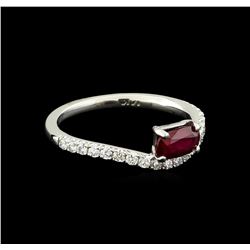 0.83 ctw Ruby and Diamond Ring - 14KT White Gold