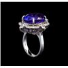 Image 4 : GIA Cert 16.34 ctw Tanzanite and Diamond Ring - 14KT White Gold
