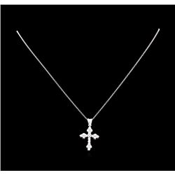 0.88 ctw Diamond Cross Pendant With Chain - 14KT White Gold