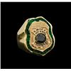 Image 1 : 1.50 ctw Black Diamond and Emerald Ring - 14KT Yellow Gold