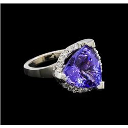 9.25 ctw Tanzanite and Diamond Ring - 14KT White Gold