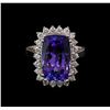 Image 2 : 6.31 ctw Tanzanite and Diamond Ring - 14KT White Gold
