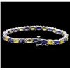 Image 2 : 14KT White Gold 14.97 ctw Blue and Yellow Sapphire Bracelet