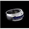 Image 1 : 1.50 ctw Sapphire and Diamond Ring - 18KT White Gold