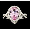 Image 2 : 2.35 ctw Morganite and Diamond Ring - 18KT White Gold