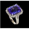 Image 5 : 11.13 ctw Tanzanite Stone and Diamond Ring - 14KT White Gold