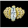 Image 2 : 2.00 ctw Aquamarine and Diamond Ring - 14KT Yellow Gold