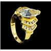 Image 4 : 2.00 ctw Aquamarine and Diamond Ring - 14KT Yellow Gold