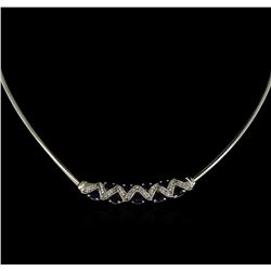 2.70 ctw Sapphire and Diamond Necklace - 14KT White Gold