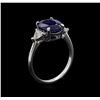 Image 4 : 3.53 ctw Sapphire and Diamond Ring - 14KT White Gold