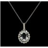 Image 2 : 3.67 ctw Aquamarine and Diamond Pendant With Chain - 14KT White Gold
