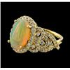 Image 1 : 3.65 ctw Opal and Diamond Ring - 14KT Yellow Gold
