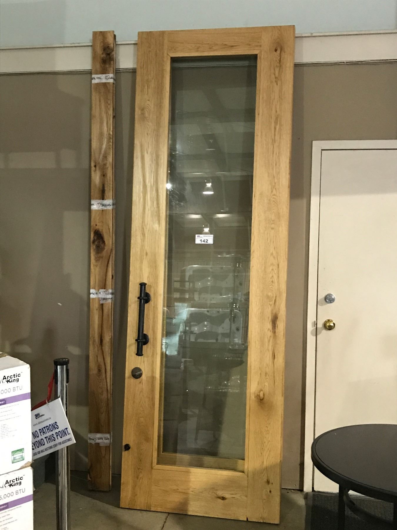 9 FT SOLID OAK FRAMED GLASS DOUBLE DOOR WITH HARDWARE 9 FT SOLID OAK FRAMED GLASS DOUBLE DOOR WITH HARDWARE