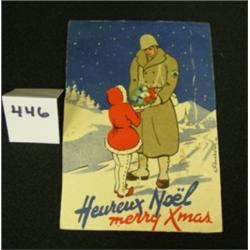 1944 Christmas POSTCARD w/Soldier&Child