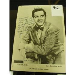 1940 GENE KRUPA Signed Photo
