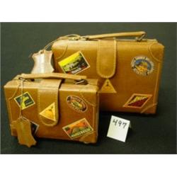 Miniature LEATHER SUITCASES- Set of 2