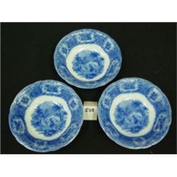 Flow Blue ORIENTAL Deep Bowls (3)