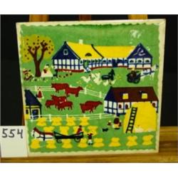 WHEELING TILE - Handpainted Farm Scene