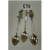 Image 1 : STERLING Souvenir Spoons Mixed Lot of 3