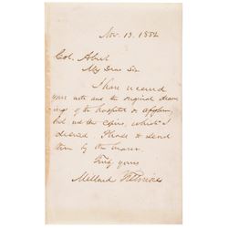 Rare 1852 MILLARD FILLMORE Autograph Letter Signed While as President