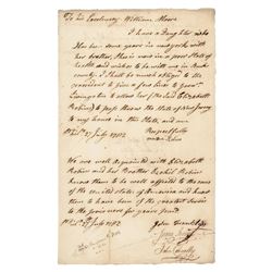 JAMES IRVINE Manuscript Document Signed Revolutionary War Date