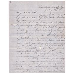1863 Autograph Letter Signed THOMAS J. (STONEWALL JACKSON) Confederate General