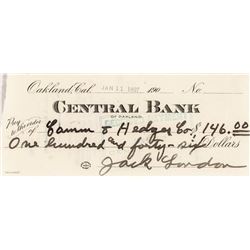 1907 JACK LONDON Autograph Document, Signed Check