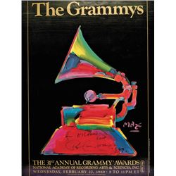 Outstanding Colorful PETER MAX Signed 1989 Grammy Awards Poster