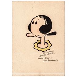 BUD SAGENDORF Inscribed and Signed Original Popeye Cartoon Art of Olive Oyl