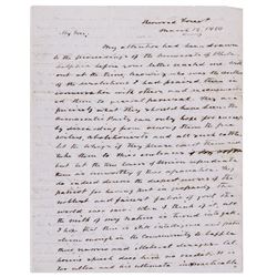 Rare JOHN TYLER Political Autograph Letter Lamenting a J. C. Calhoun Speech