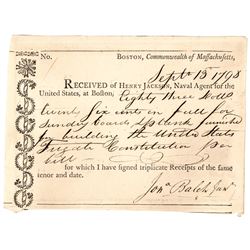 1798 USS CONSTITUTION Receipt for Boards & planks building Frigate Constitution