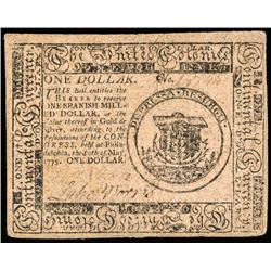 First Continental Currency Note. FR CC-1. May 10, 1775 $1. 1st UNITED COLONIES !