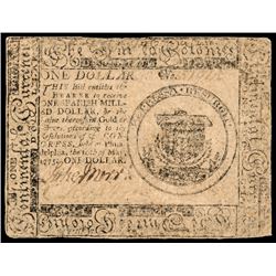 Continental Currency. May 10, 1775. One Dollar. FR CC-1. First Continental Issue