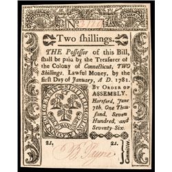Colonial Currency. Connecticut. June 7, 1776. Two Shillings. Superb Uncirculated