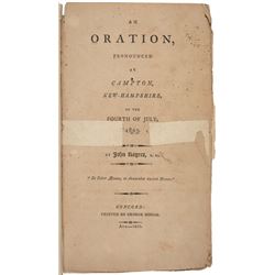 Rare July 4th 1803 GEORGE WASHINGTON + Revolutionary War Campton, NH. Oration