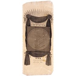 1834 LaFayette-Died - Death Medal Memorial Silk Ribbon with Black + Copper Print