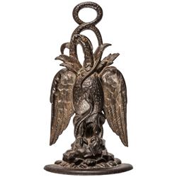 c. 1847 Mexican War Era Decorative Patriotic Cast Iron Eagle and Snake Doorstop