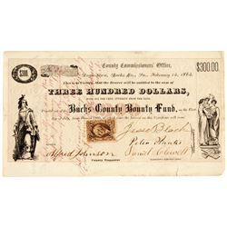 RARE 1865 Civil War Bucks County Pennsylvania Enlistment Bounty Fund 6% Bond