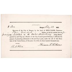 1865 Civil War $300  Substitute Soldier Commutation Bounty Document Receipt!