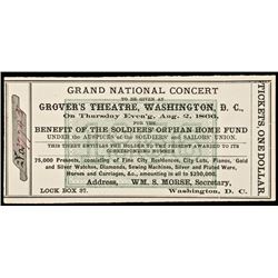 Desirable 1866 Washington, D.C., Soldiers' Orphan Fund Lottery Ticket. Choice CU