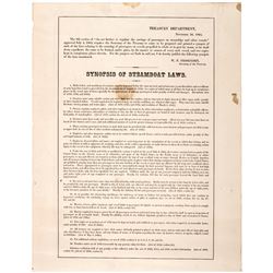 1864 Civil War Broadside titled: Synopsis of Steamboat Laws, by W.P. Fessenden