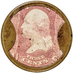 Encased Postage Stamp, 3¢, AYER’S SARSAPARILLA, Small AYER’S Type. Choice AU