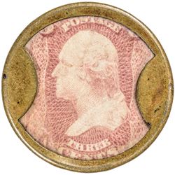 Encased Postage Stamp. 3 Cent AYER'S SARSAPARILLA, Civil War Small AYER'S Type