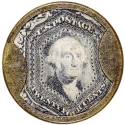 Encased Postage Stamps. REMARKABLE  24¢ J. GAULT. RIBBED FRAME