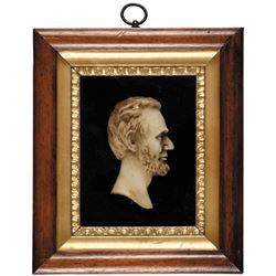 1860s Civil War Era Abraham Lincoln Superb Wax Profile Bust Presentation