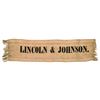 Image 1 : Rare Design LINCOLN & JOHNSON. 1864 Presidential Campaign Silk Ribbon